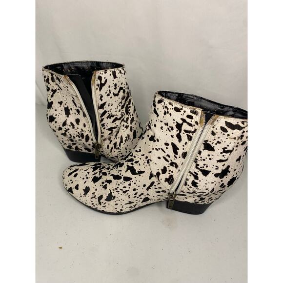Womens Very Volatile Bootie Zip Boots Leather Choc Chip Cow Print Size 7 - Picture 13 of 15